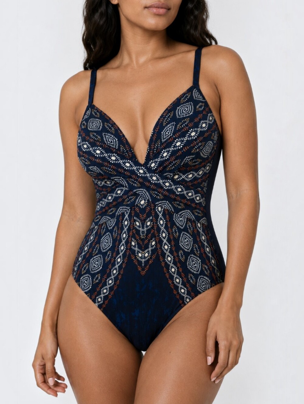 Miraclesuit Akasha Escape Swimsuit 8 Underwire Tummy Control Mosaic Resort Blue